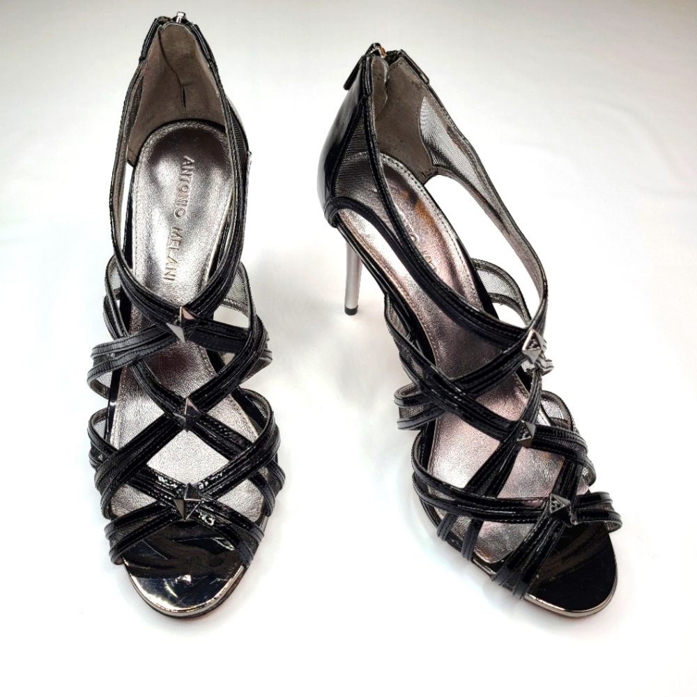Antonio Melani Black Leather Pumps Size 8.5 M